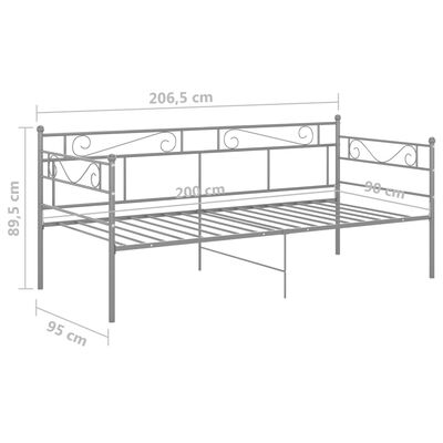 vidaXL Sofa Bed Frame Grey Metal 90x200 cm