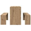 vidaXL 3 Piece Dining Table and Bench set Atisian Oak Engineered Wood
