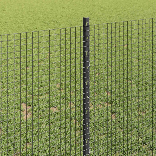 vidaXL Fence with Post Grey 1 x 50 m Steel and PVC
