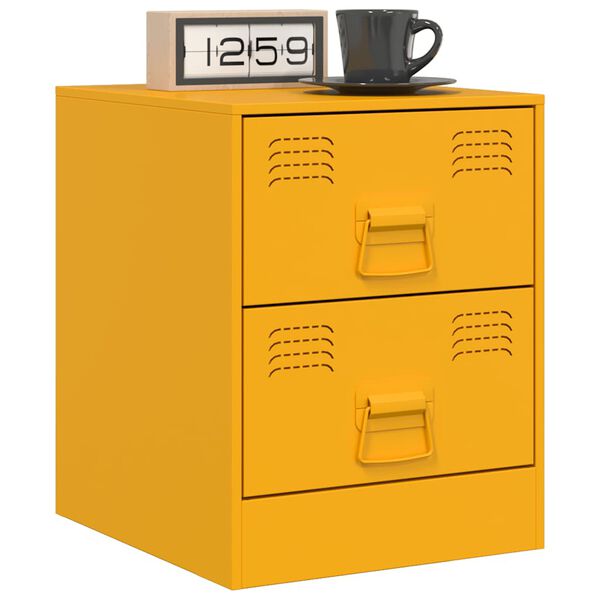 vidaXL Bedside Cabinets 2 pcs Yellow 34.5x39x44 cm Steel