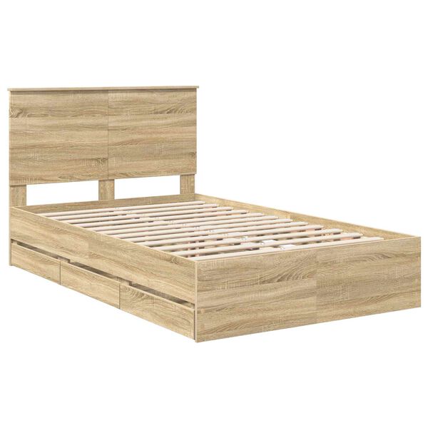 vidaXL Bed Frame with Drawer Sonoma Oak 120 x 200 cm Engineer Wood