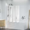 Shower Bath Screen Wall 140 x 168 cm 7 Panels Foldable with Towel Rack