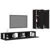 vidaXL 4 Piece TV Cabinet Set Black Engineered Wood