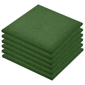 vidaXL Fall Protection Tiles 6 pcs Rubber 50x50x3 cm Green