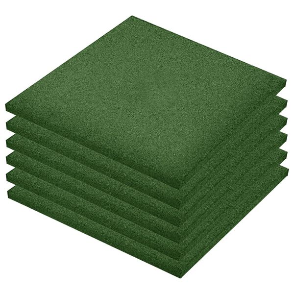 vidaXL Fall Protection Tiles 6 pcs Rubber 50x50x3 cm Green