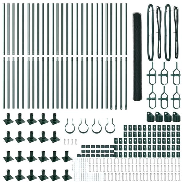 vidaXL Fence Post Green 50 x 1.6 m (25 mm mesh) Steel and PVC
