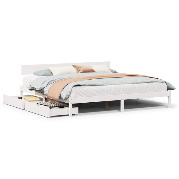 vidaXL Bed Frame without Mattress White 200x200 cm Solid Wood Pine