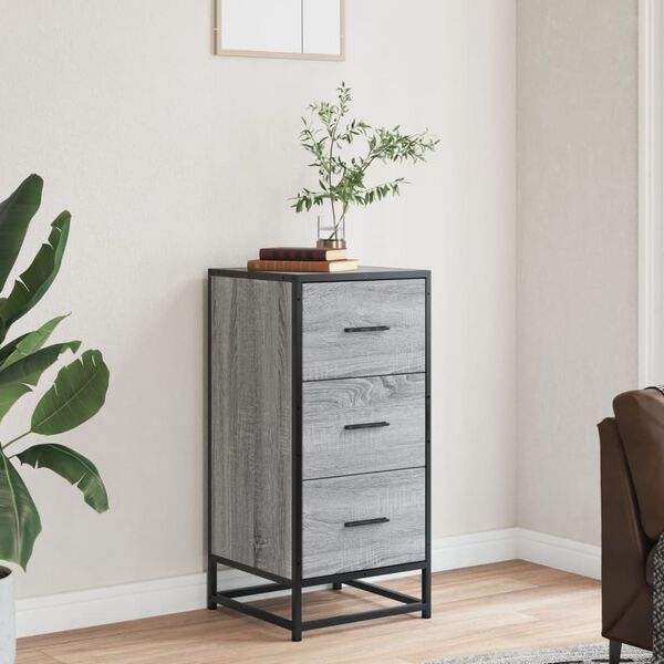 vidaXL Sideboard Grey Sonoma 35.5x35x76 cm Engineered Wood and Metal