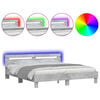 vidaXL Bed Frame with LED without Mattress Concrete Grey 180x200 cm