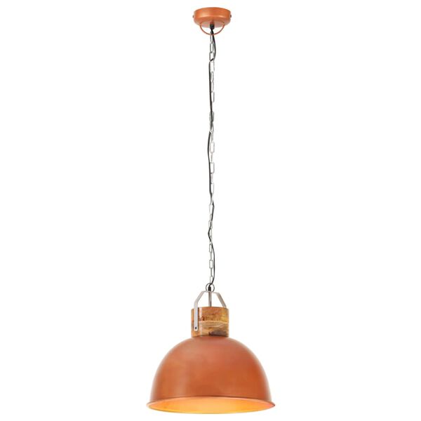 vidaXL Industrial Hanging Lamp Copper Round 51 cm E27 Solid Mango Wood