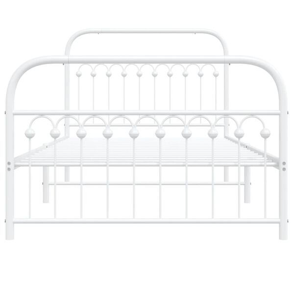 vidaXL Metal Bed Frame without Mattress with Footboard White 107x203cm