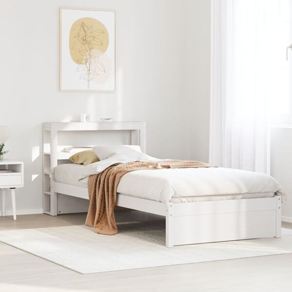 vidaXL Bed Frame with Headboard without Mattress White 90x190 cm Single