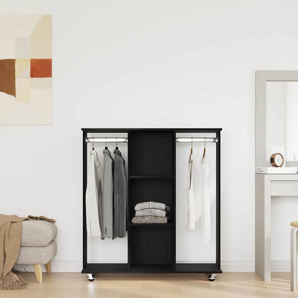 vidaXL Wardrobe with Shelf Black oak 102 x 38 x 110 cm Engineered wood