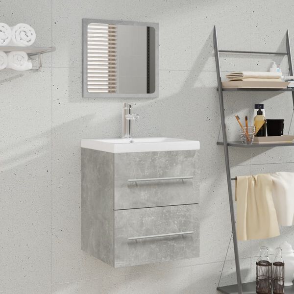 vidaXL Sink Cabinet with Built-in Basin Concrete Grey Engineered Wood