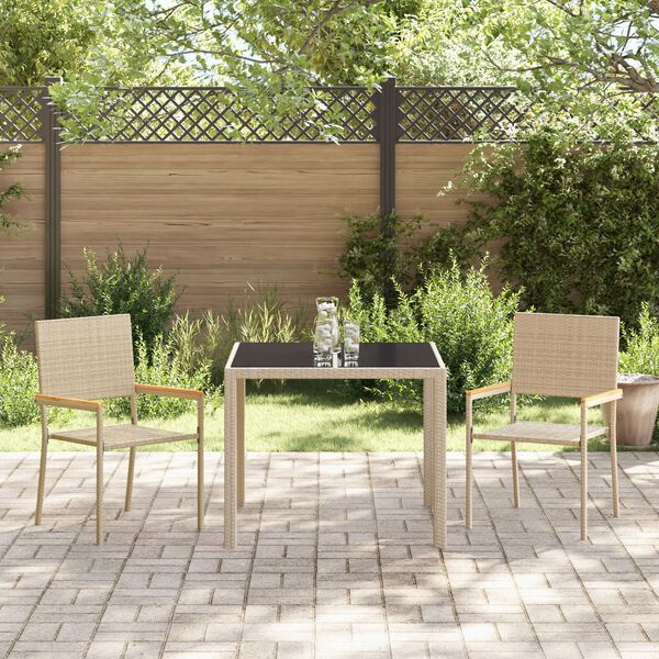 vidaXL Garden Dining Set 3 pcs Beige Poly Rattan