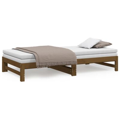 vidaXL Pull-out Day Bed Honey Brown 2x(100x200) cm Solid Wood Pine