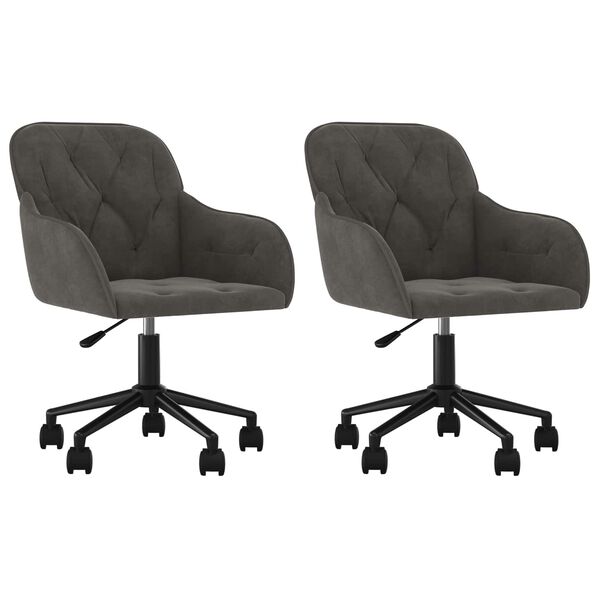 vidaXL Dining Chair 2 pcs Dark Grey 55 x 59.5 x 77 cm Velvet