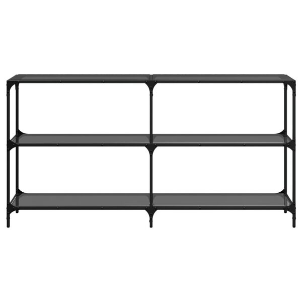 vidaXL Console Table with Black Glass Top 158.5x30x81 cm Steel