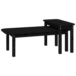 vidaXL 2 Piece Coffee Table Set Black Solid Wood Pine