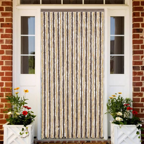 vidaXL Fly Curtain Dark Brown and Beige 118x220 cm Chenille
