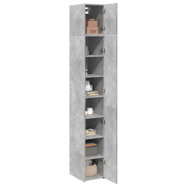 vidaXL Slim Storage Cabinet Concrete Grey 30x42.5x225 cm Engineered Wood