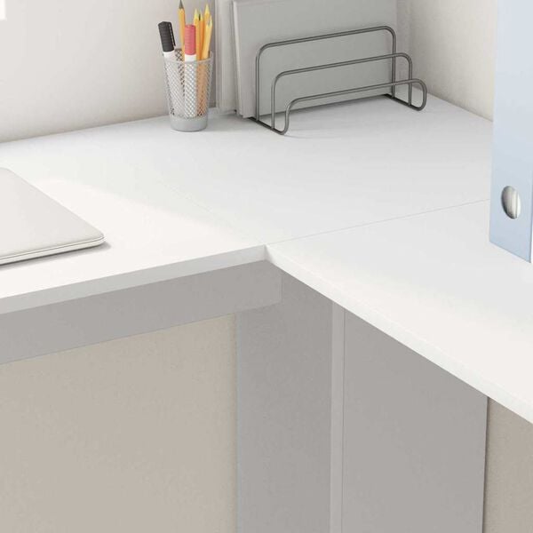 vidaXL Corner Desk with Storage with Shelf White 140 x 113.5 x 75 cm