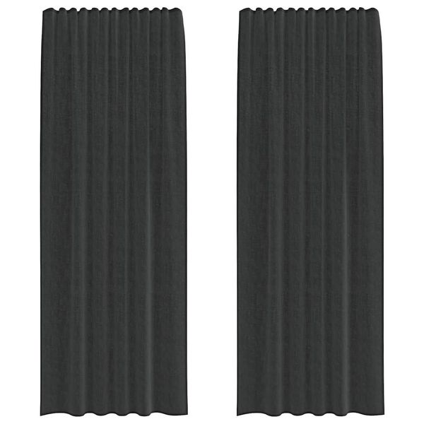 vidaXL Voile Curtains with Rod Pockets 2 pcs Black