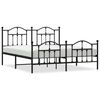 vidaXL Metal Bed Frame without Mattress with Footboard Black 183x213cm