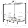 284483 vidaXL Canopy Bed Frame without Mattress Grey Metal 140x200 cm