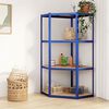 vidaXL 4-Layer Corner Shelf Blue Steel&Engineered Wood