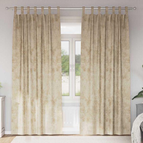 vidaXL Velvet Curtains with Curtains 2 pcs Cream 225 x 140 cm Velvet