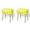 vidaXL Bedside Cabinet | Set of 2 | Yellow | MDF and steel legs