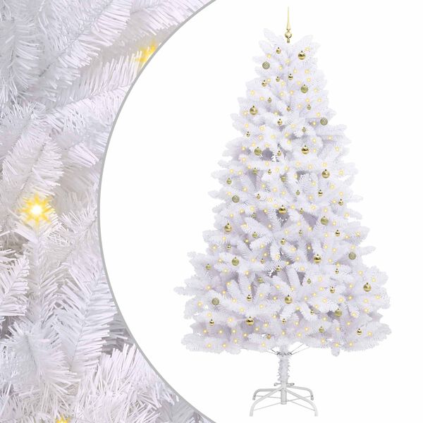 vidaXL Artificial Hinged Christmas Tree White 300 cm PVC and Steel