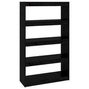 vidaXL Book Cabinet/Room Divider Black 80x30x135,5 cm Solid Wood Pine
