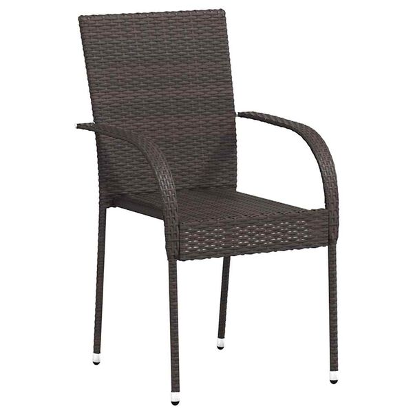 vidaXL Stackable Outdoor Chairs 4 pcs Poly Rattan Brown