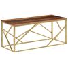vidaXL Coffee Table Gold Stainless Steel and Solid Sleeper Wood