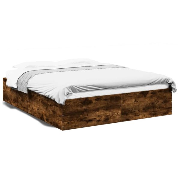 vidaXL Bed Frame without Mattress Smoked Oak 160x200 cm