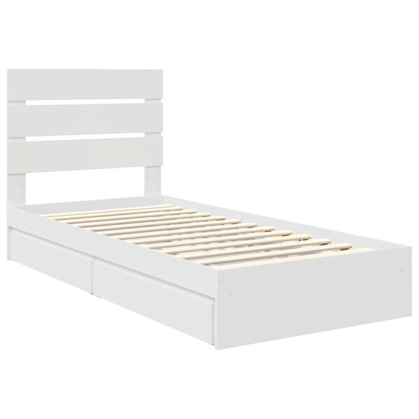 vidaXL Storage Bed with Headboard White 90 x 200 cm Engineered Wood