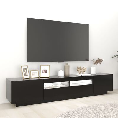 vidaXL TV Cabinet with LED Lights Black 200x35x40 cm | vidaXL.ie