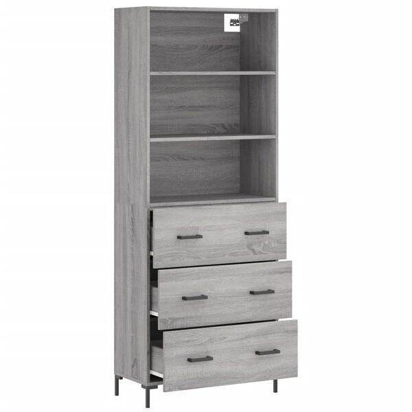 vidaXL Highboard Grey Sonoma 69.5x34x180 cm Engineered Wood
