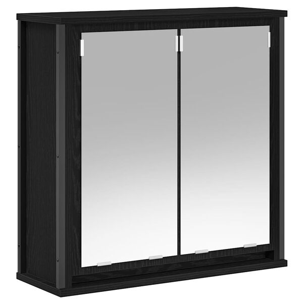 vidaXL Bathroom Wall Cabinet with Mirror Black Oak 60x21x60 cm