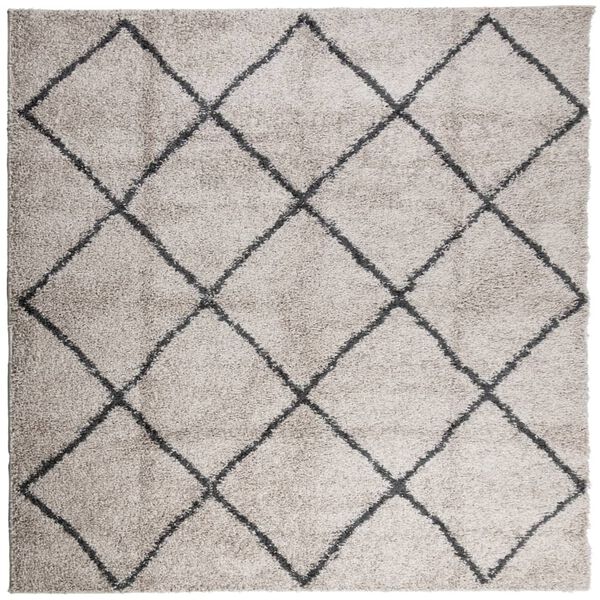 vidaXL Shaggy Rug PAMPLONA High Pile Modern Beige and Anthracite 200x200 cm