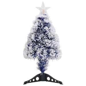 vidaXL Artificial Xmas Tree | White and Blue | Fibre optic, PVC, Steel | Medium