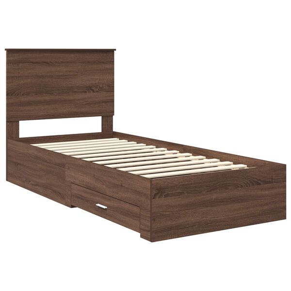 vidaXL Bed Frame Brown Oak and Silver 100 x 200 cm Engineered Wood