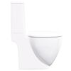 vidaXL WC Ceramic Toilet Bathroom Round Toilet Bottom Water Flow White