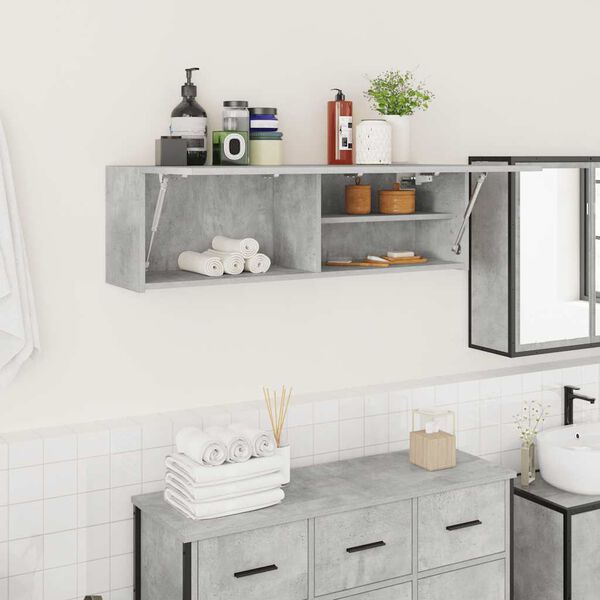 vidaXL Bathroom Wall Cabinet Concrete Grey 100x25x30 cm Engineered Wood