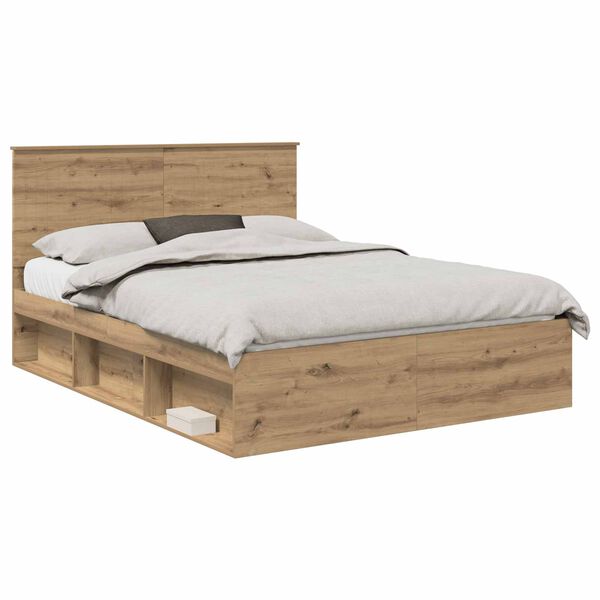vidaXL Bed Frame Artisian Oak 150 x 200 cm Solid Pine Wood