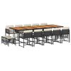 vidaXL 15 Piece Garden Dining Set with Cushions Black Poly Rattan