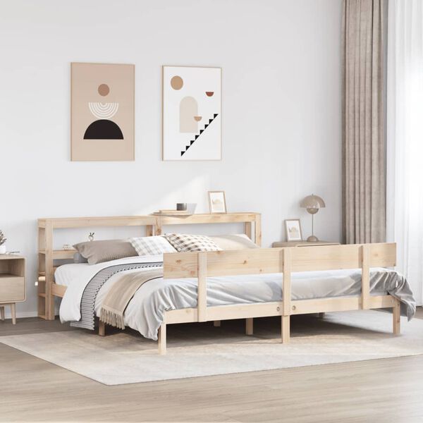 vidaXL Bed Frame without Mattress 180x200 cm Super King Solid Wood Pine