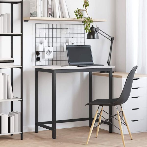 vidaXL Table White 80 x 50 x 77 cm Engineered Wood and Steel